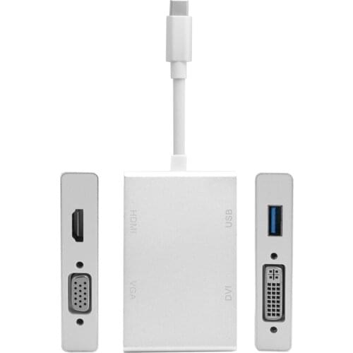 BAAQII Combo USB-C USB 3.1 Type C to USB OTG & HDMI & DVI & VGA Adapter for Laptop CB0561