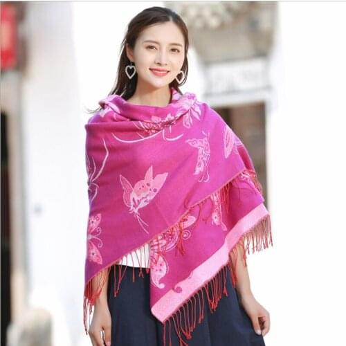 Brand New Women Oversize Scarf Warm Square Scarves Fashion Female Winter Scarf Tassel Printed Butterfly Shawls Blanket Wraps