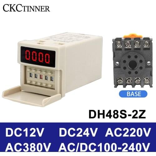 DH48S-2Z Digital LED Programmable Timer Relay Switch 0.01S-99H99M Delay Timer With Socket Base AC/DC 12V 24V 36V 110V 220V 380V