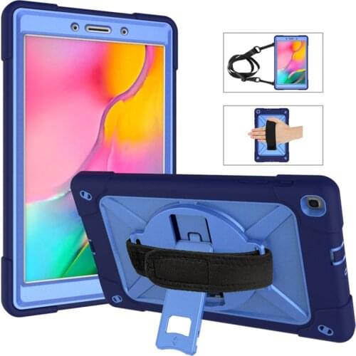 Kids Safe Silicone Tablet Case For Samsung Galaxy Tab A 8.0 T290 T295 360 Rotation Full Body Heavy Duty Protection Back Cover