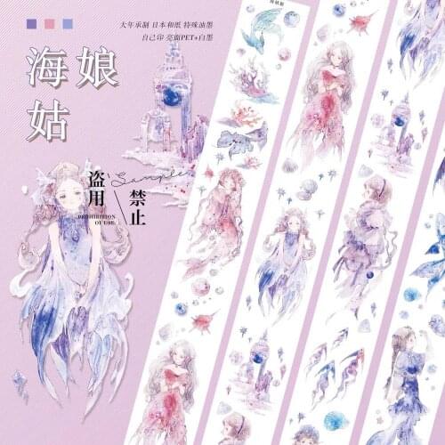 Fairy Sea Girl Washi Tapes Bullet Journal Masking Tape Adhesive Tape DIY Scrapbooking Washi Stickers