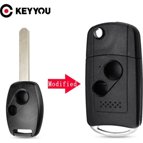 KEYYOU 2/3/4 Button Folding Modified Car Key Shell Case Housing Case For HONDA Accord Civic CRV Pilot Fit