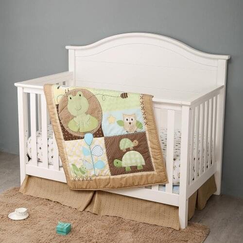 3PCS Baby bedding set crib bedding set cotton bedclothes set de cuna para bebe ,Fitted Sheet, Crib Quilt, Dust Ruffle