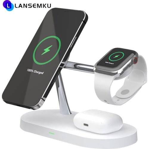 3 in 1 Magnetic Wireless Charger Stand For Magsafe iphone 12 Apple Watch 6 5 4 3 Airpods Pro Fast Charging Dock Station
