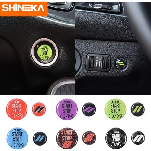 SHINEKA Interior Stickers Car Engine One Button Start Stop Trunk Switch Cover Stickers For Dodge Charger Challenger 2010-2019