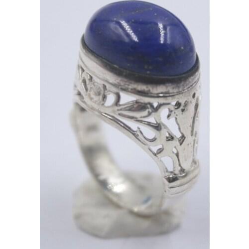 New Pure 925 Sterling Silver Ring The Widest 16mm Lapis Lazuli Ring For Woman