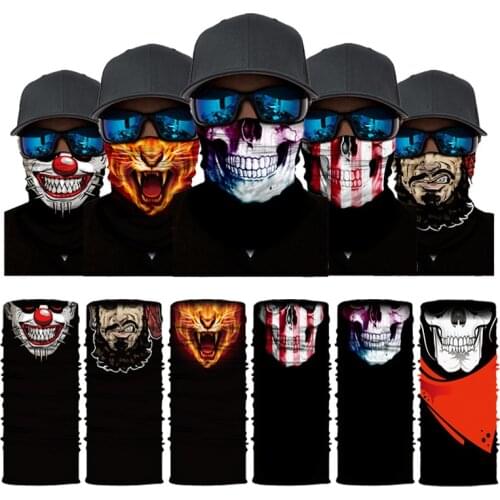 NEW 3D Skull Faces Scarf Outdoor Multi-use Men Magic Changeable Neck Tube Snood Bandana Warmer Unisex Scarves