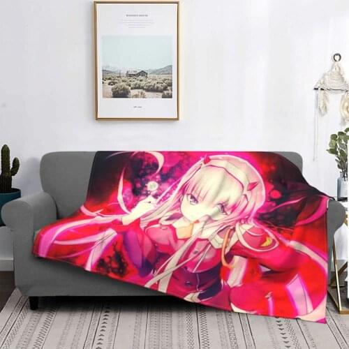 Zero Two Darling In The Franxx Blanket Flannel Spring/Autumn Anime Portable Warm Throw Blanket for Bedding Car Bedding Throws