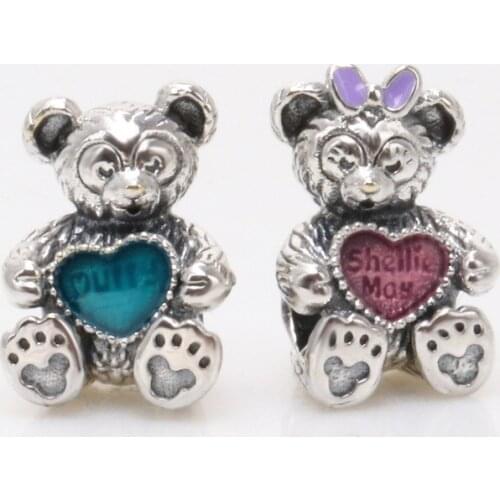 DoDoFly Genuine 925 Sterling Silver Bear duffy shelloemay Charm fit Original bead Bracelet Jewelry Making DIY Gift