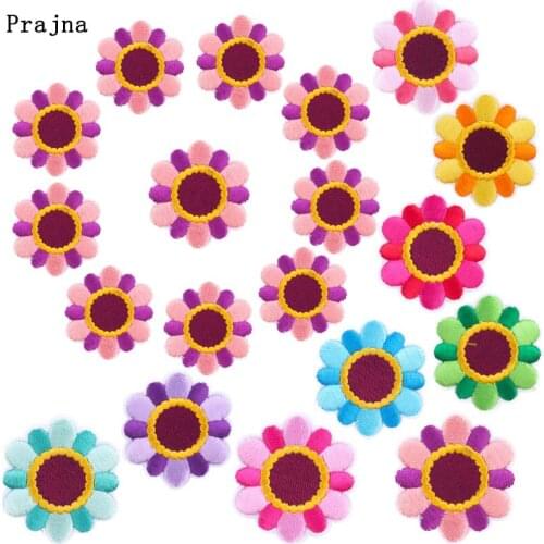 Prajna 10PCS Sunflower Patches Embroidered Patches For Clothing Iron On Wholesale Cheap Patches For Clothes Jacket Applique DIY