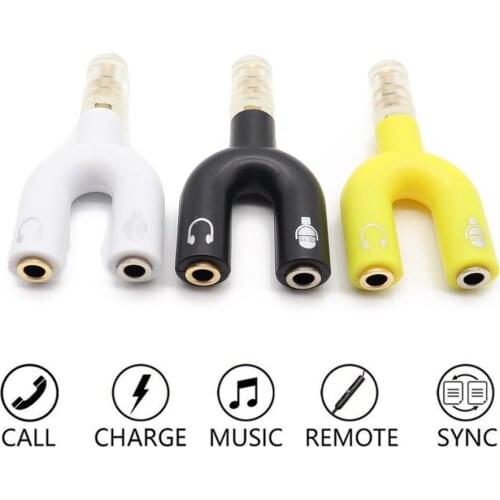 Earphone Connector Converter 3.5mm Stereo Splitter Audio to Mic & Headset Jack Plug Adapter For Mobile Phone Tablet PC
