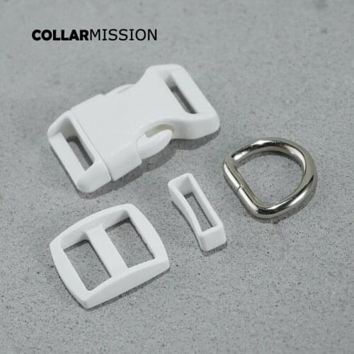 Retailing(plastic buckle+Tri-Glid+square keeper+D ring) DIY dog collar 20mm white webbing sewing accessory quality premium
