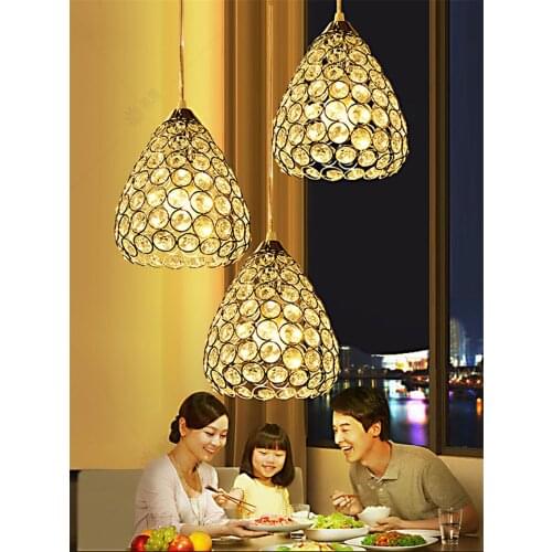 Nordic crystal water drop pendant lights led restaurant lamp modern dining room single bar table kitchen pendant lamps fixtures