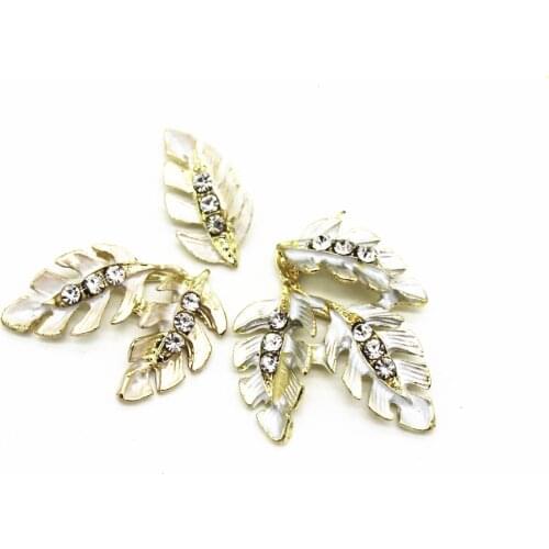 10 pieces of fashionable metal alloy rhinestone leaf connector for hand-made jewelry necklace and bracelet