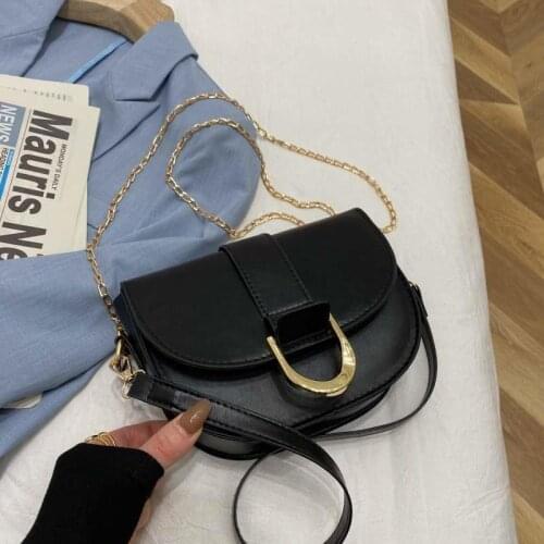 Crossbody Bags for Women Handbag Shoulder Bags Women Bag Designer Bag Chains Retro Saddle Bag PU Leather Fashion 2021 New Trend