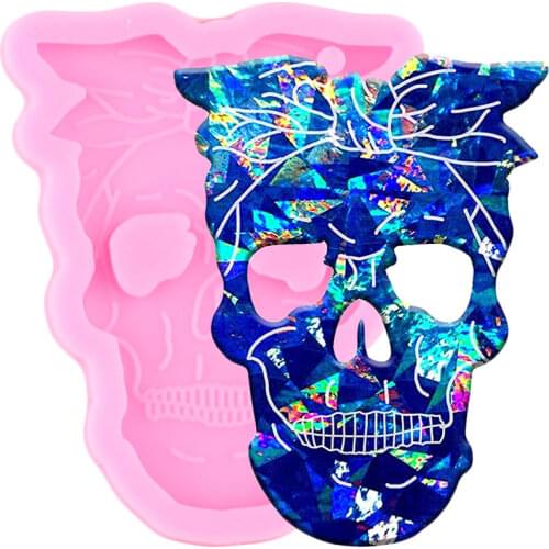 Super Glossy Resin Halloween Skull Face Silicone Mold Keychain Pendant Epoxy Casting Molds DIY Chocolate Candy Fondant Moulds