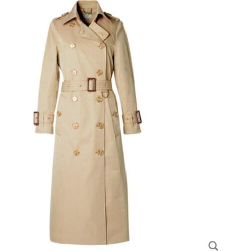 Over-length knee British trench coats women windbreaker 2021 spring autumn new khaki large size temperament slim mid-length