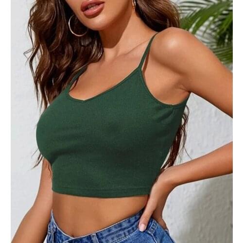 Crop top Casual Sexy Sleeveless Off Shoulder U Neck Strap Tank Sexy Solid Color 2021 woman Underwear Camis Bra Backless Corset