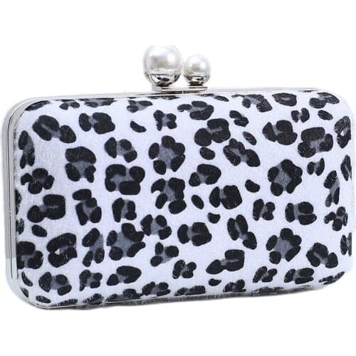 2020 horse wool evening bags pearls wedding banquet purse printed leopard wedding clutch wallets with chain drop shipping M682