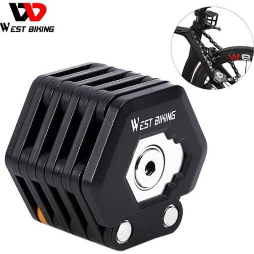 WEST BIKING Foldable Bike Lock Anti-theft Bicycle Locks Road MTB Cycling Lock With Keys Cycling Accessories Safety Locks