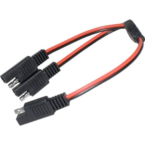 Y Splitter 1 to 2 SAE Power Automotive Extension Cable 2 Pin Quick Connect Disconnect Plug SAE Adapter Connector 18AWG 30cm