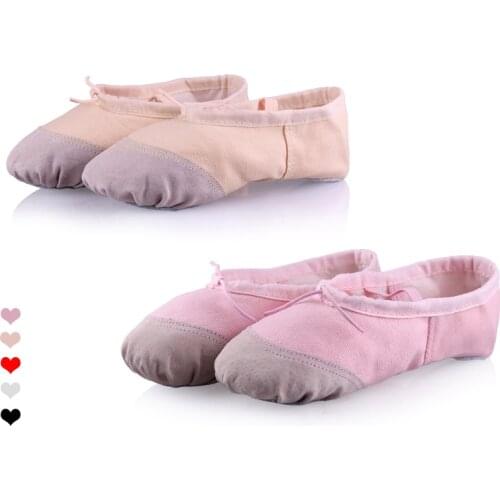 Yoga Gym Flat Slippers Canvas Cloth/Leather Head Ballet Dance Shoes For Girl Adult Teacher Ballerina Practice Dance Shoes 1 pair