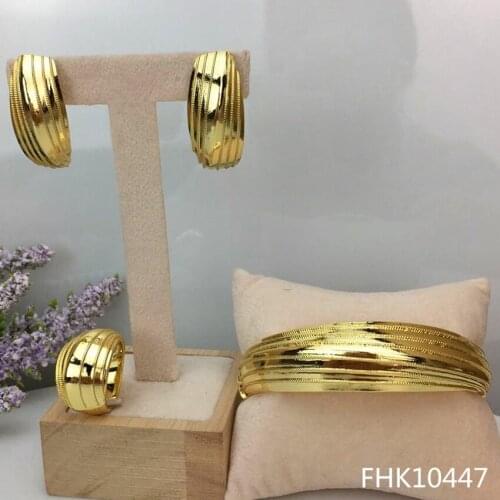Yuminglai Russian Elegant Classic Design Trendy 3pcs Luxury Jewelry Sets Earrings Bracelet & Ring FHK10447