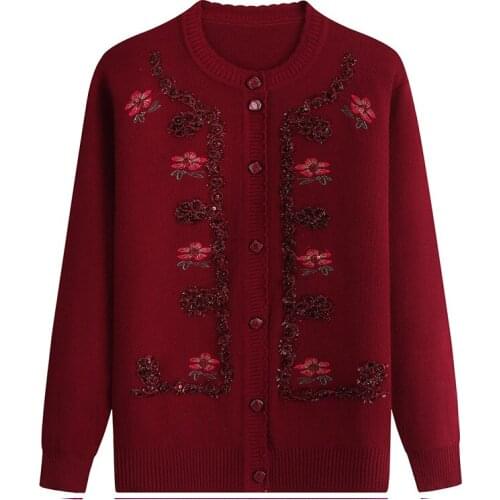 2021 New Women Cardigan Top Sweater for Women Wool Sweater Knitted Cardigan Vintage Sweater Slim Casual Warm Floral Embroidery