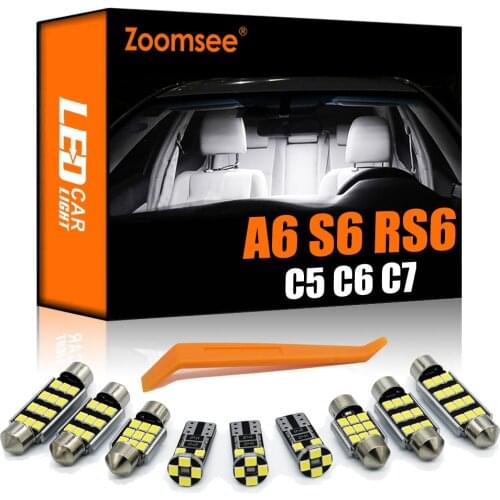Zoomsee Canbus LED Trunk Door Foot Lights + Interior Dome Map Ceiling Lamp Kit For Audi A6 S6 RS6 C5 C6 C7 1998-2016 Car Parts