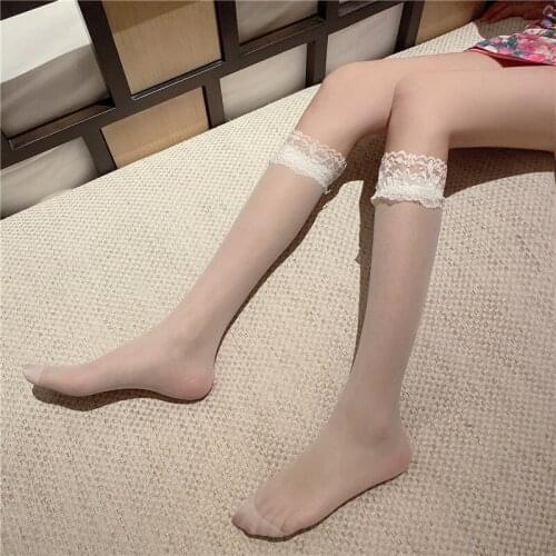 1 Pair New Lace Lovely Girls Socks Transparent Sweet Women Socks White Stockings Cosplay Costumes Accessories