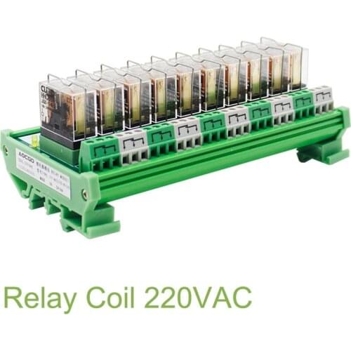 10 Channel 1 SPDT DIN Rail Mount 220VAC Interface Relay Module