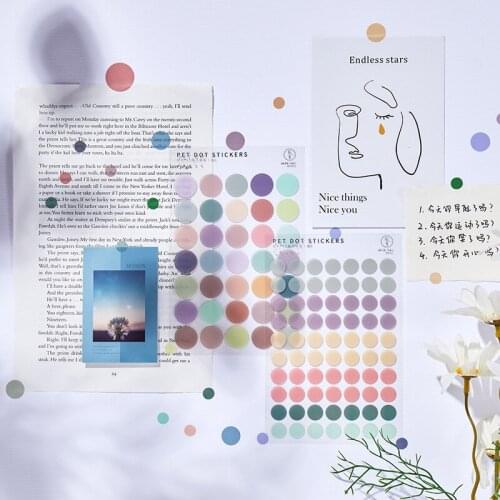 120 Pieces Basic Colored Dot Stickers PET Round Labels DIY Scrapbooking Diary Planner Japanese Decorative Stationery Sticker
