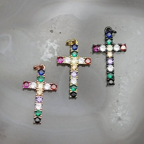 16*25mm 20pcs/lot New fashion zircon pendant, The Cross of pendant, colorful cz charm jewelry