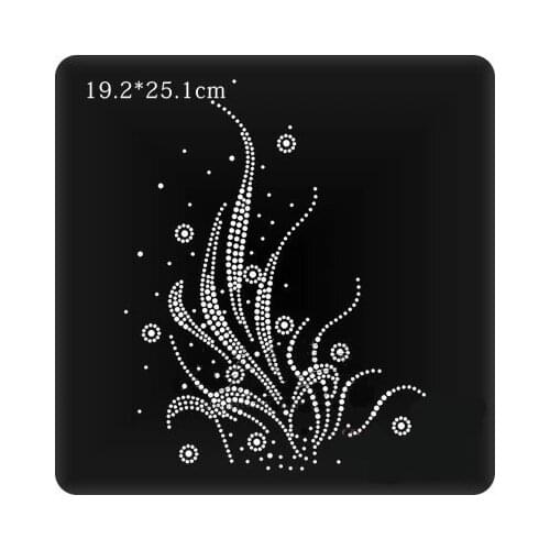 2pc/lot Grass Flower Hot Fix Rhinestones Motif Design Iron On Transfer Motifs Hot Fix Stone patches for shirt