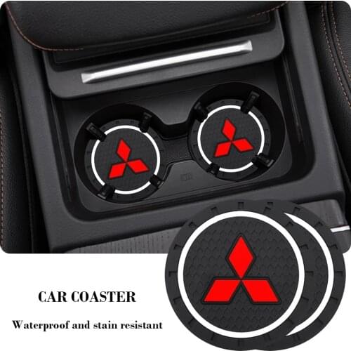 2PCS Car Coaster Water Cup Mat Silicone Epoxy Non-Slip Coaster For Mitsubishi Asx Lancer Pajero Outlander L200 Delica Eclipse