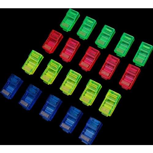 20pcs/pack RJ45 Ethernet Cables Module Plug Network Connector RJ-45 Crystal Heads Cat5 Color Cat5e Gold Plated Cable