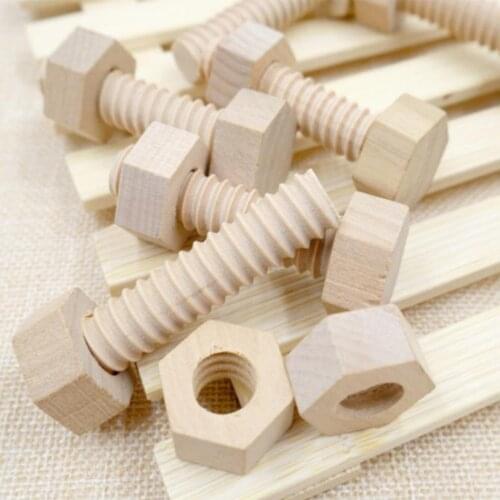 3 Set Screws and Nuts Kids Wooden Toys Educational Teaching Toy for School