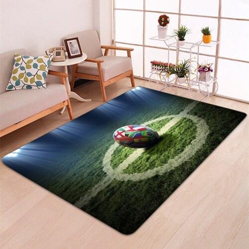 3D Soccer Printed Living Room Carpet Kids Bedroom Rug Indoor Doormat Anti-slip Kitchen Mat Soft Flannel Bedside Parlor Area Rug