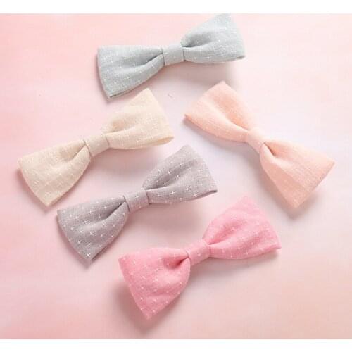 4colors Cotton Bow Girls Hairpins 2018 Fashion Handmade Kids Girls Hairclips Baby Girls Head Wear Infant Hair Accessories 4pcs