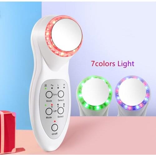 7 Colors Led Photon Ultrasonic Tighten Face Lift Skin Cleaner Wrinkle Remover Anti Aging Ultrasound Facial Beauty Massager
