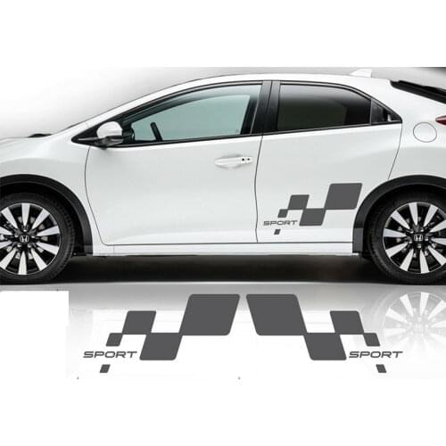 2pcs Car Stickers for Honda Civic Sports Car Side Racing Stripes Decal Graphics Tuning Car