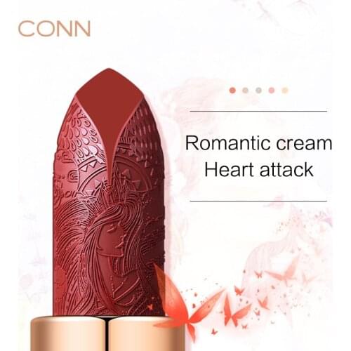 Ancient style carved beautiful velvet matte moisturizing lipstick matte lasting romantic heart kiss lipstick gift TSLM2