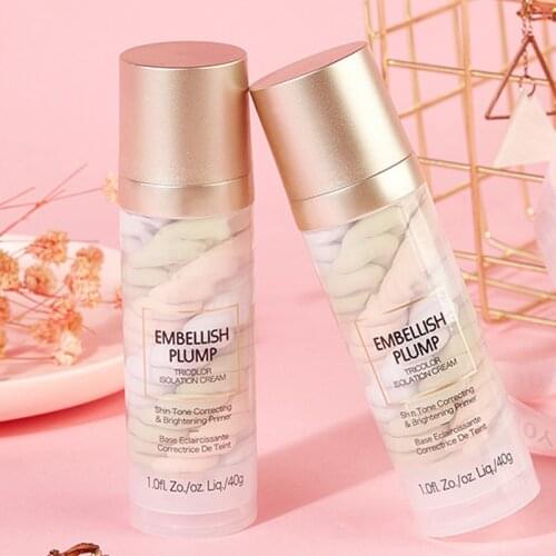 Rainbow Tricolor Makeup Base Full Coverage Brighten Skin Primer Long Lasting Concealer Cream Liquid Foundation Face Makeup