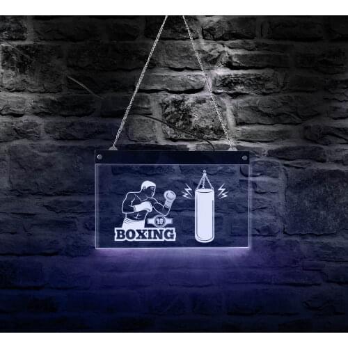Boxing Club Gym Wall Art Boxer Gloves Fighting Sport LED Wall Neon Board Fighter Portrait Boxing Bag Electronic Lighted Sign