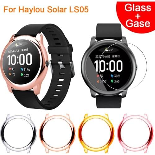 TPU Watch Screen Case Cover + Glass Film For Xiaomi Haylou Solar LS05 Smart Watch Protector Case Bracelet Protective Watch Cover