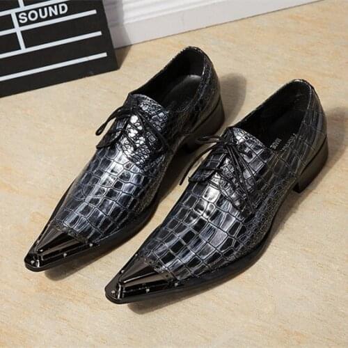 Christia Bella Classical Plus Size Pointed Toe Male Derby Shoes Men Party Oxfords Shoes Man Genuine Leather Lace Up Brogue Shoes