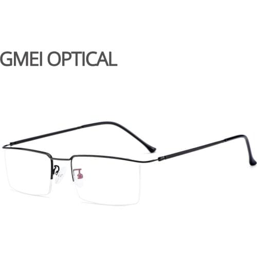 Gmei Optical Ultralight Business Men Titanium Alloy Glasses Frame Square Eyewear Flexible Temple Legs IP Electroplating Y2533