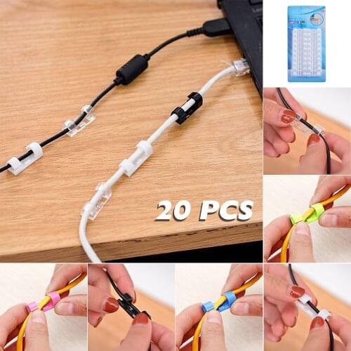 Cable Organizer Clips Cable Management Desktop & Workstation ABS Wire Manager Cord Holder USB Charging Data Line Storage Winder
