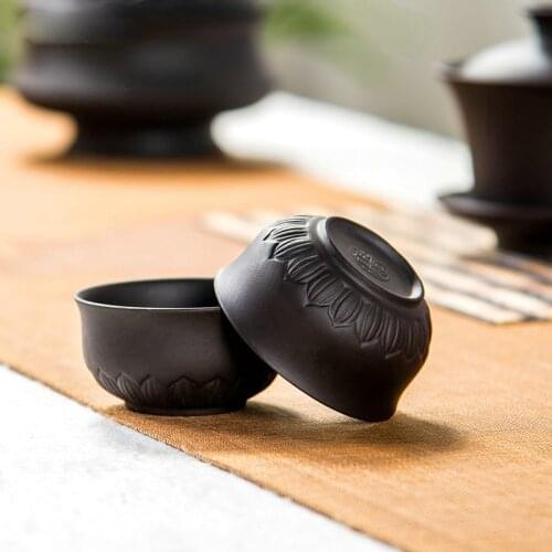 Chinese tieguanyin teacup Tea Sets Lotus Purple Clay Kettle 1 Pcs Tea Bowl Tea Service Drinkware China Ceramic Crafts D050