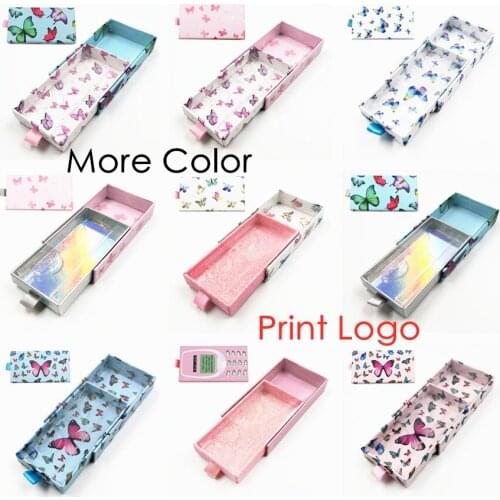 50/100 pcs butterfly Eyelash Packaging Box Lashes Boxes Empty Eyelash Package Boxes Case 25mm Lashes Rectangle Box Print Logo
